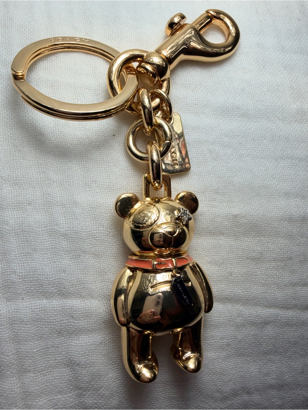 Coach Gold-Tone 3D Teddy Bear Bag Charm - Picture 3 of 3